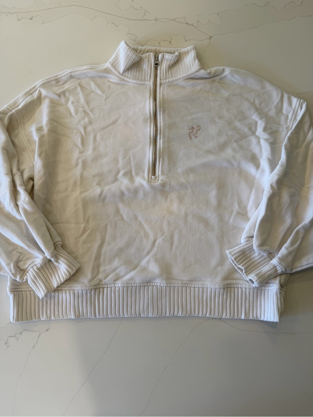 aerie Cream Half-Zip Cozy Pullover Sweatshirt